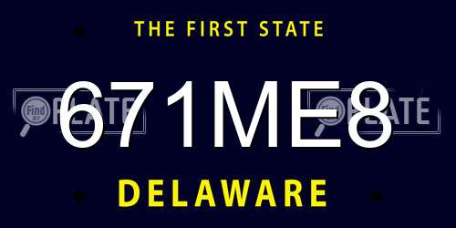 671ME8 Delaware License Plate