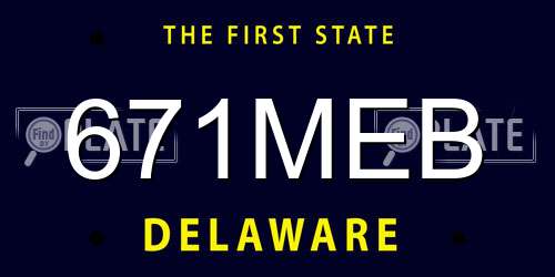 671MEB Delaware License Plate