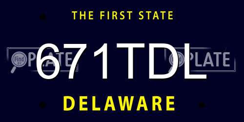 671TDL Delaware License Plate