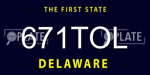 671TOL Delaware License Plate