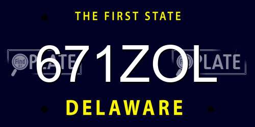 671ZOL Delaware License Plate