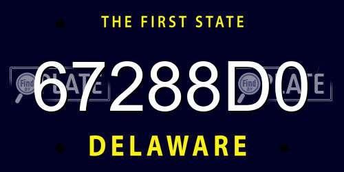 67288D0 Delaware License Plate