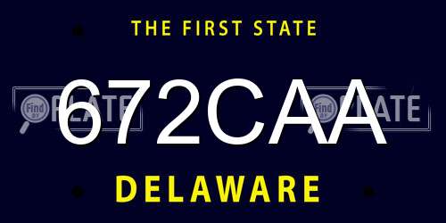 672CAA Delaware License Plate