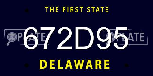 672D95 Delaware License Plate