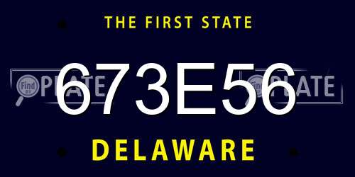 673E56 Delaware License Plate