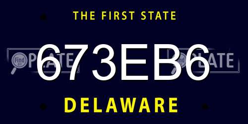 673EB6 Delaware License Plate