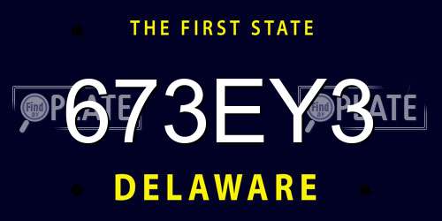 673EY3 Delaware License Plate