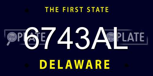 6743AL Delaware License Plate