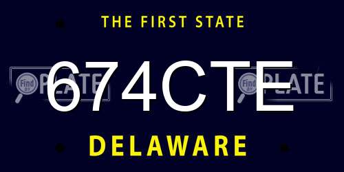 674CTE Delaware License Plate