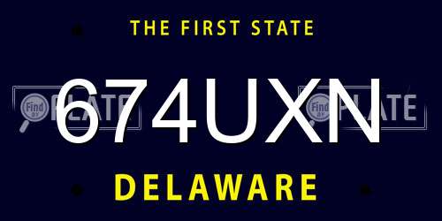 674UXN Delaware License Plate