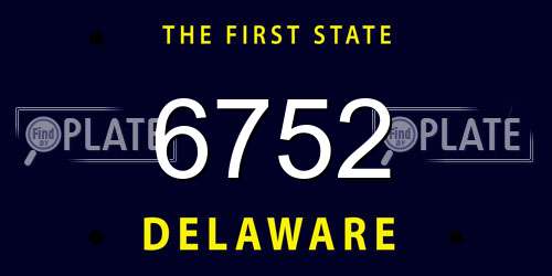 6752 Delaware License Plate