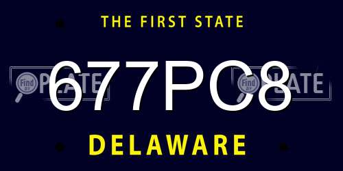 677PC8 Delaware License Plate