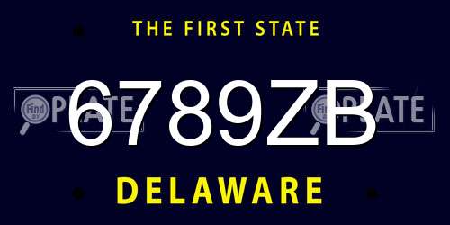 6789ZB Delaware License Plate