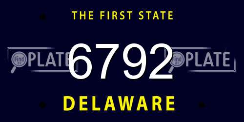 6792 Delaware License Plate