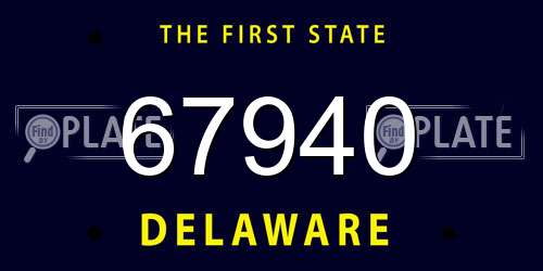 67940 Delaware License Plate