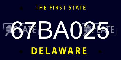 67BA025 Delaware License Plate