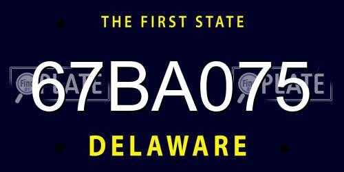 67BA075 Delaware License Plate
