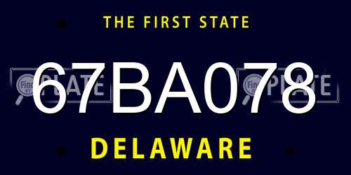 67BA078 Delaware License Plate