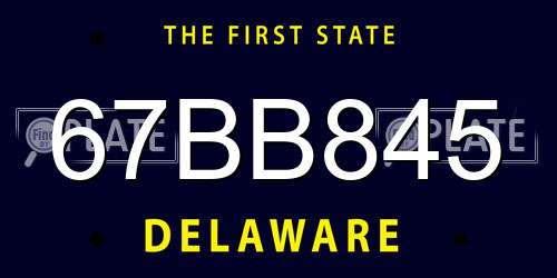 67BB845 Delaware License Plate