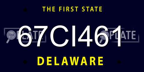 67CI461 Delaware License Plate