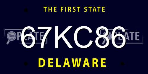 67KC86 Delaware License Plate