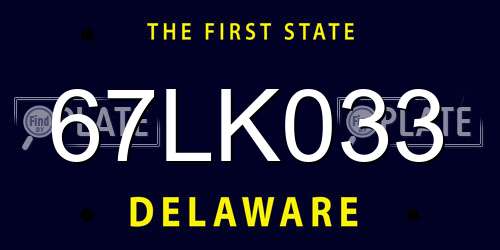67LK033 Delaware License Plate