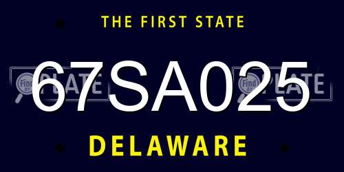 67SA025 Delaware License Plate