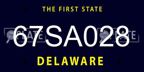 67SA028 Delaware License Plate