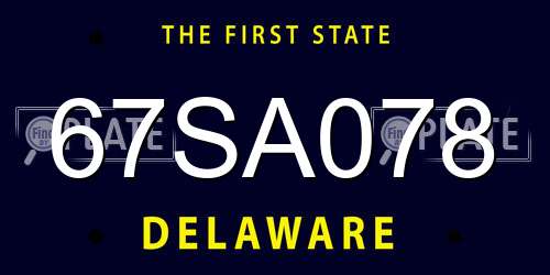 67SA078 Delaware License Plate