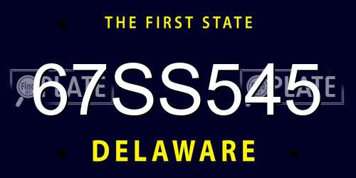 67SS545 Delaware License Plate
