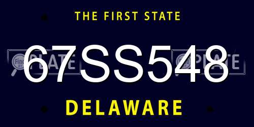 67SS548 Delaware License Plate