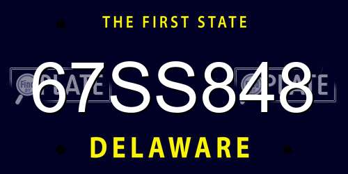 67SS848 Delaware License Plate