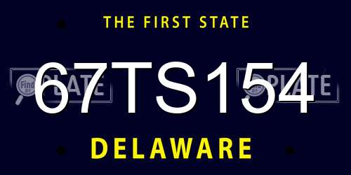 67TS154 Delaware License Plate