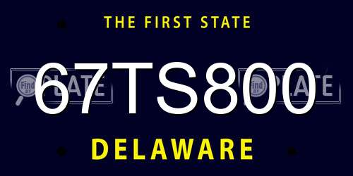 67TS800 Delaware License Plate