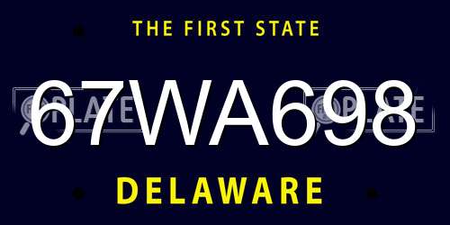67WA698 Delaware License Plate