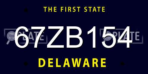 67ZB154 Delaware License Plate