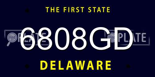 6808GD Delaware License Plate