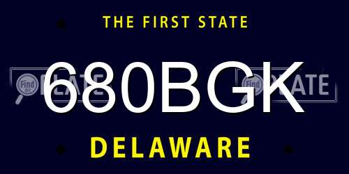 680BGK Delaware License Plate