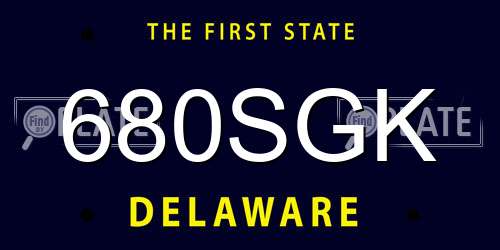 680SGK Delaware License Plate