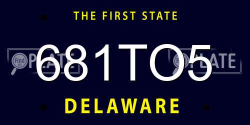 681TO5 Delaware License Plate