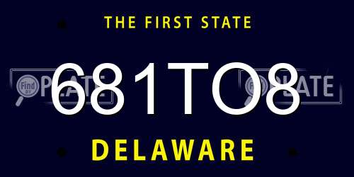 681TO8 Delaware License Plate