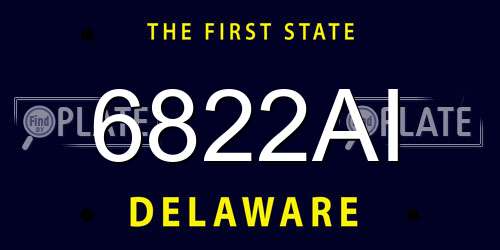 6822AI Delaware License Plate