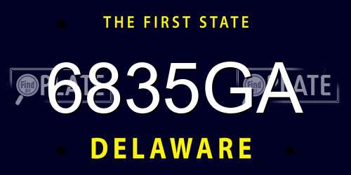 6835GA Delaware License Plate