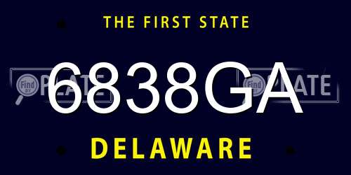 6838GA Delaware License Plate