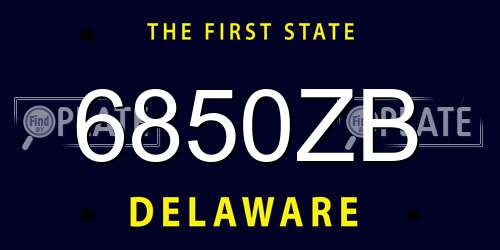 6850ZB Delaware License Plate
