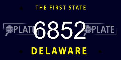 6852 Delaware License Plate