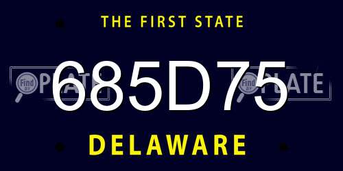 685D75 Delaware License Plate