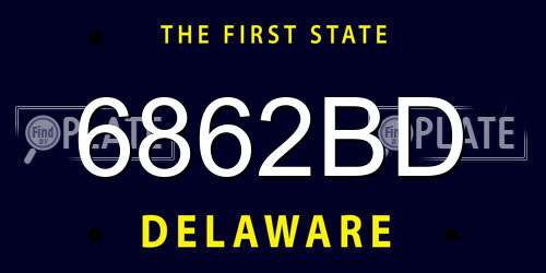 6862BD Delaware License Plate