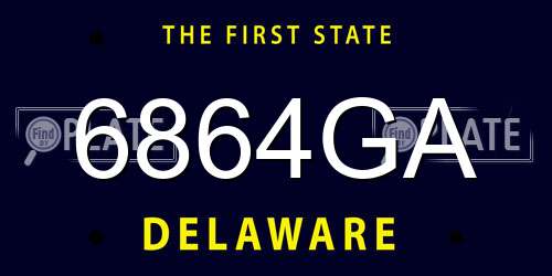 6864GA Delaware License Plate