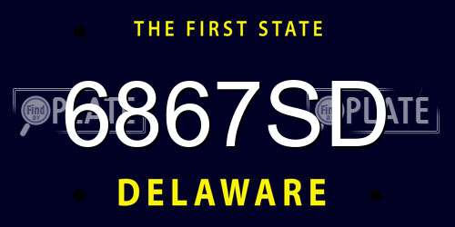 6867SD Delaware License Plate